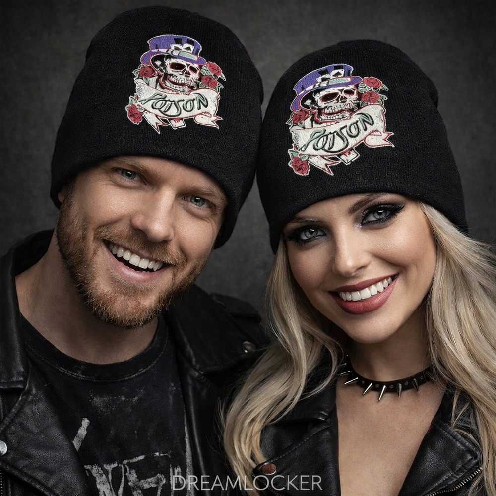 Poison Band 2009 Beanie Skull Hat Cap Toboggan Knit OOP Unisex Rock‎ Metal NEW